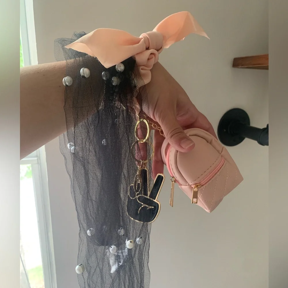 “Peace” Bag Charm Set with Matching Twilly - Picture 3 of 4